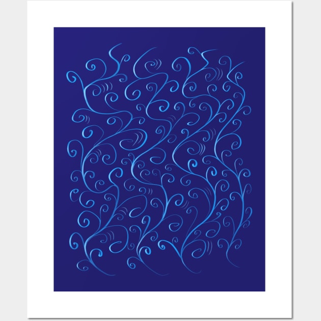 Glowing Blue Swirls Wall Art by Boriana Giormova